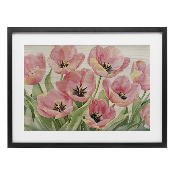 Stupell Industries Shabby Chic Poppy Garden Black Framed Print Under Glass design by Maya Blooms, 14 x 20