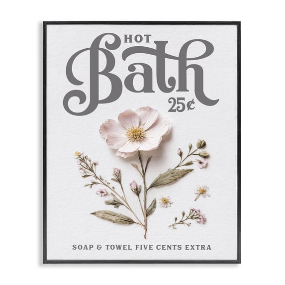Stupell Industries Shabby Chic Pressed Flower Vintage Bath Black Framed Giclee Art, 11 x 14, by Lettered and Lined