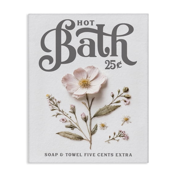 Stupell Industries Shabby Chic Pressed Flower Vintage Bath Canvas Art, 16 x 20, by Lettered and Lined