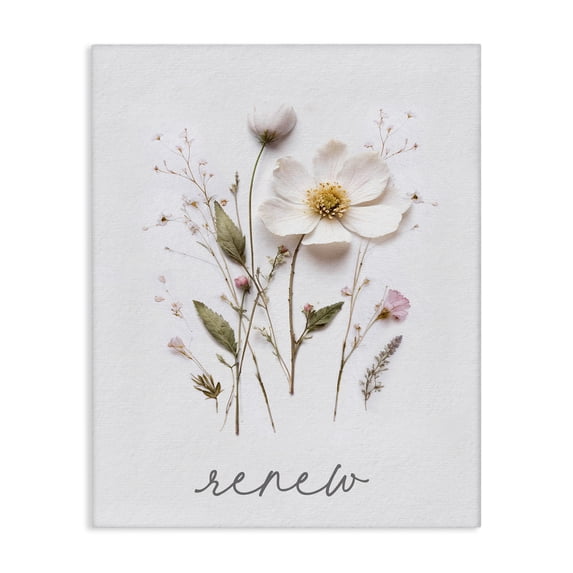 Stupell Industries Shabby Chic Pressed Flowers Renew Canvas Art, 16 x 20, by Lettered and Lined