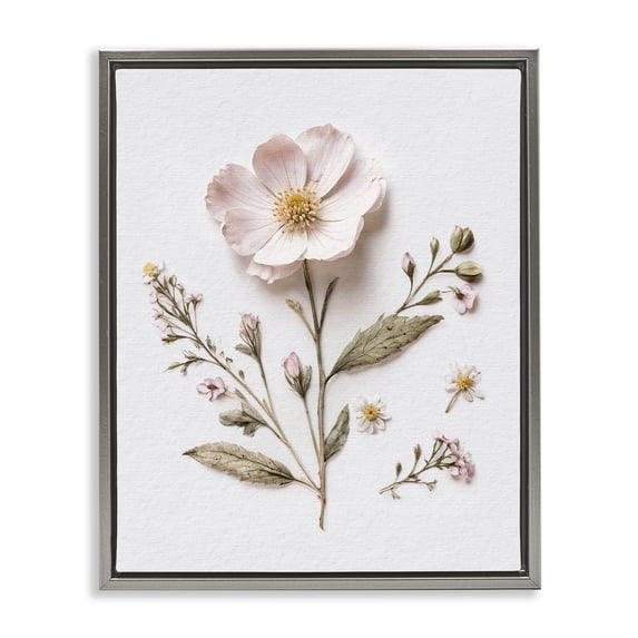Stupell Industries Shabby Chic Pressed Wild Flowers Gray Floating Frame Canvas Art, 25 x 31, by Lettered and Lined
