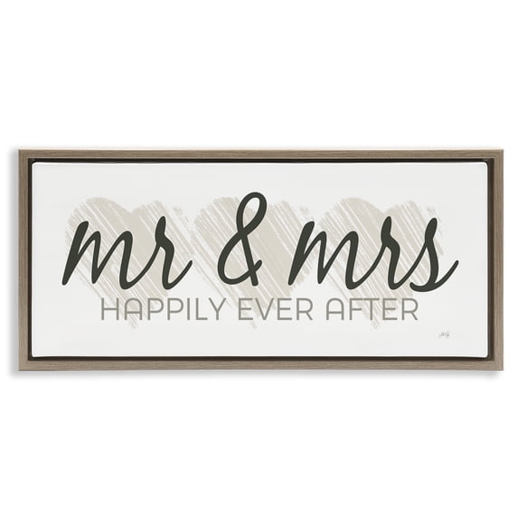 Stupell Industries Shabby Chic Romantic Mr & Mrs Brown Floating Frame Canvas Art, 31 x 14, by Marla Rae