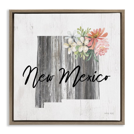 Stupell Industries Shabby Chic Shabby Chic New Mexico Brown Floating Frame Canvas Art, 18 x 18, by Cindy Jacobs