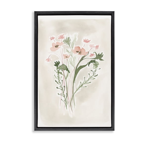 Stupell Industries Shabby Chic Soft Organic Florals Black Floating Frame Canvas Art, 17 x 25, by Lucille Price