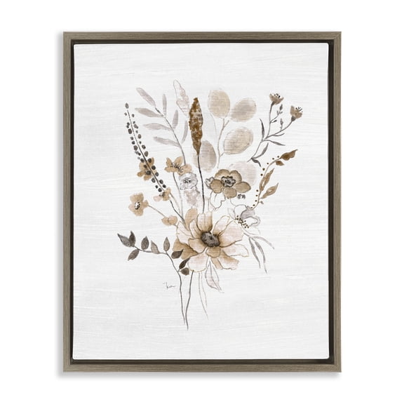 Stupell Industries Shabby Chic Subtle Flower Bundle Sprigs Brown Floating Frame Canvas Art, 25 x 31, by Janet Tava
