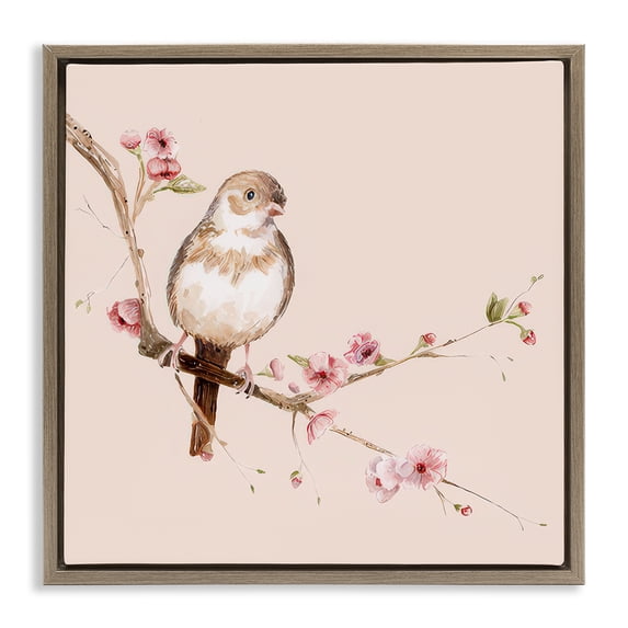 Stupell Industries Shabby Chic Sweetest Brown Bird Brown Floating Frame Canvas Art, 18 x 18, by Lisa Wehmeyer