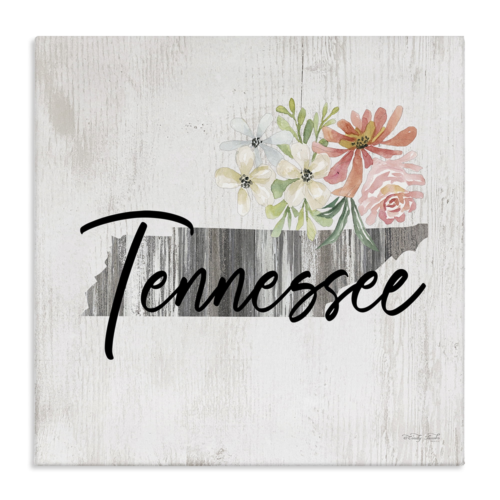 Stupell Industries Shabby Chic Tennessee Botanical & Floral Painting Gallery Wrapped Canvas Art Print Wall Art, 24 x 24