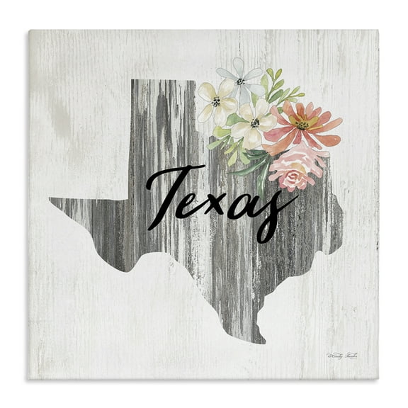 Stupell Industries Shabby Chic Texas Botanical & Floral Painting Gallery Wrapped Canvas Art Print Wall Art, 17 x 17