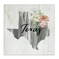 Stupell Industries Shabby Chic Texas Botanical & Floral Painting Gallery Wrapped Canvas Art Print Wall Art, 17 x 17