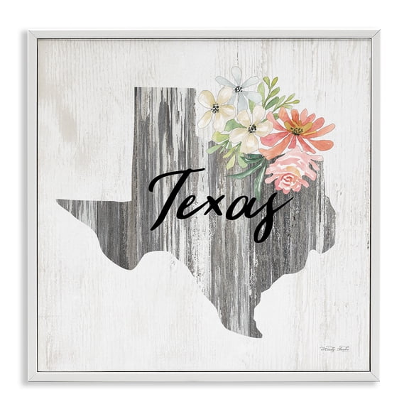 Stupell Industries Shabby Chic Texas Botanical & Floral Painting White Framed Art Print Wall Art, 24 x 24