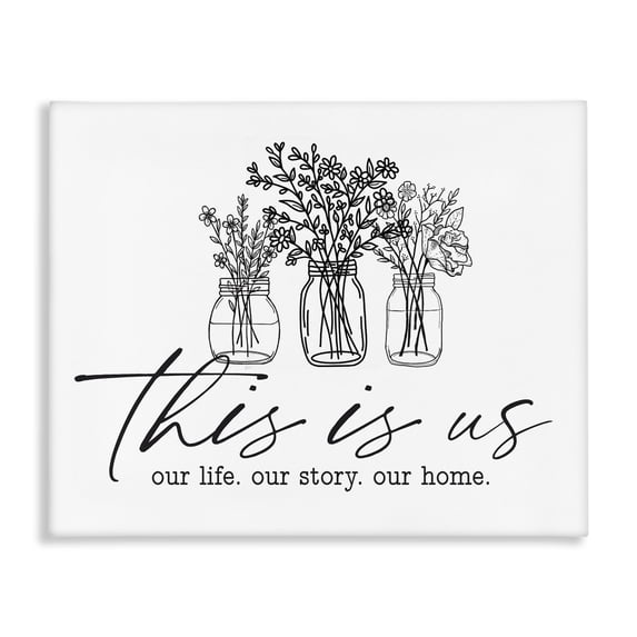 Stupell Industries Shabby Chic This Is Us Family Cottage Florals Herbs Bouquet Canvas Art, 20 x 16, by Lettered and Lined