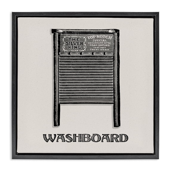 Stupell Industries Shabby Chic Timeless Antique Washboard Black Floating Frame Canvas Art, 25 x 25, by Val Rhodes