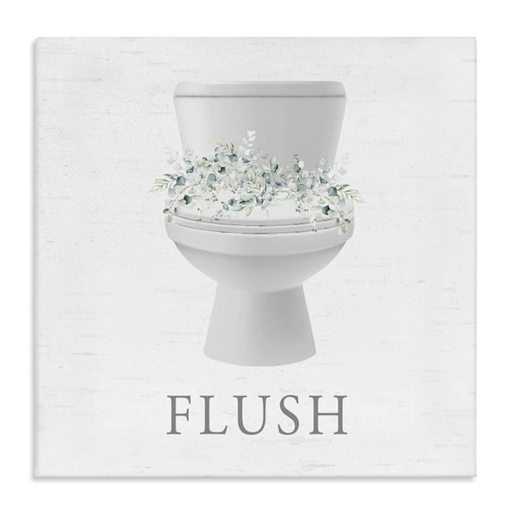 Stupell Industries Shabby Chic Toilet & Fresh Botanicals Canvas Art, 24 x 24, by Lettered and Lined