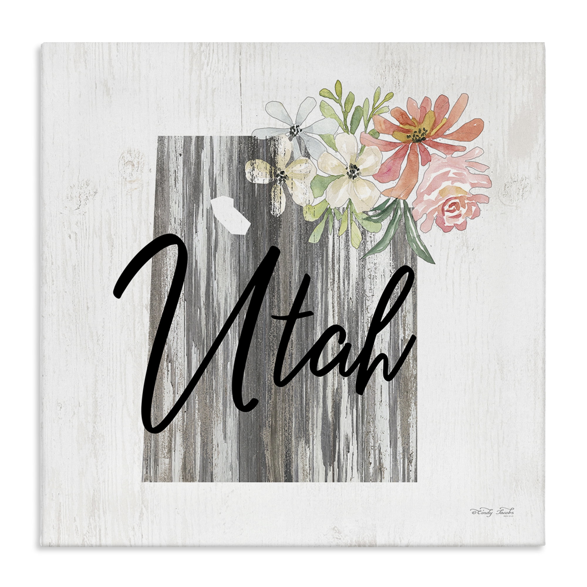 Stupell Industries Shabby Chic Utah Botanical & Floral Painting Gallery Wrapped Canvas Art Print Wall Art, 30 x 30