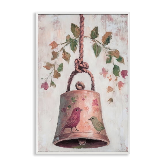 Stupell Industries Shabby Chic Vintage Christmas Bell White Framed Giclee Art, 12 x 18, by Petals Prints Design