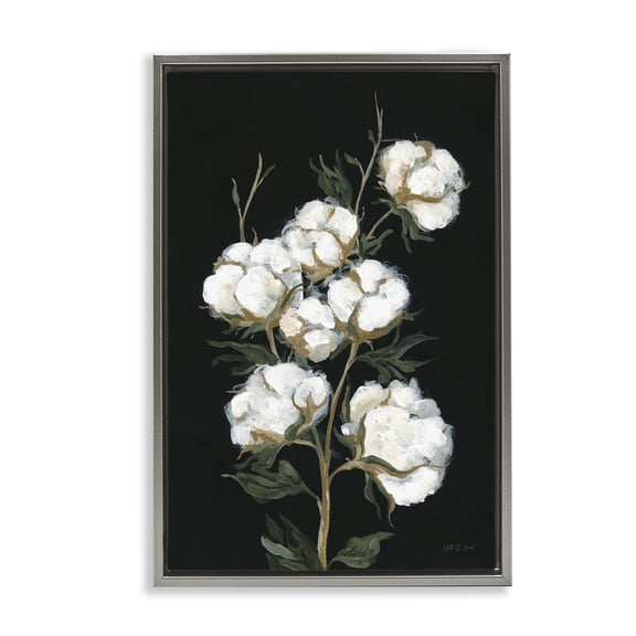 Stupell Industries Shabby Chic Vintage Stems of Cotton Gray Floating Frame Canvas Art, 21 x 31, by Yvette St. Amant