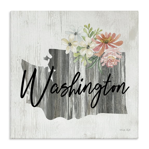 Stupell Industries Shabby Chic Washington Botanical & Floral Painting Gallery Wrapped Canvas Art Print Wall Art, 17 x 17
