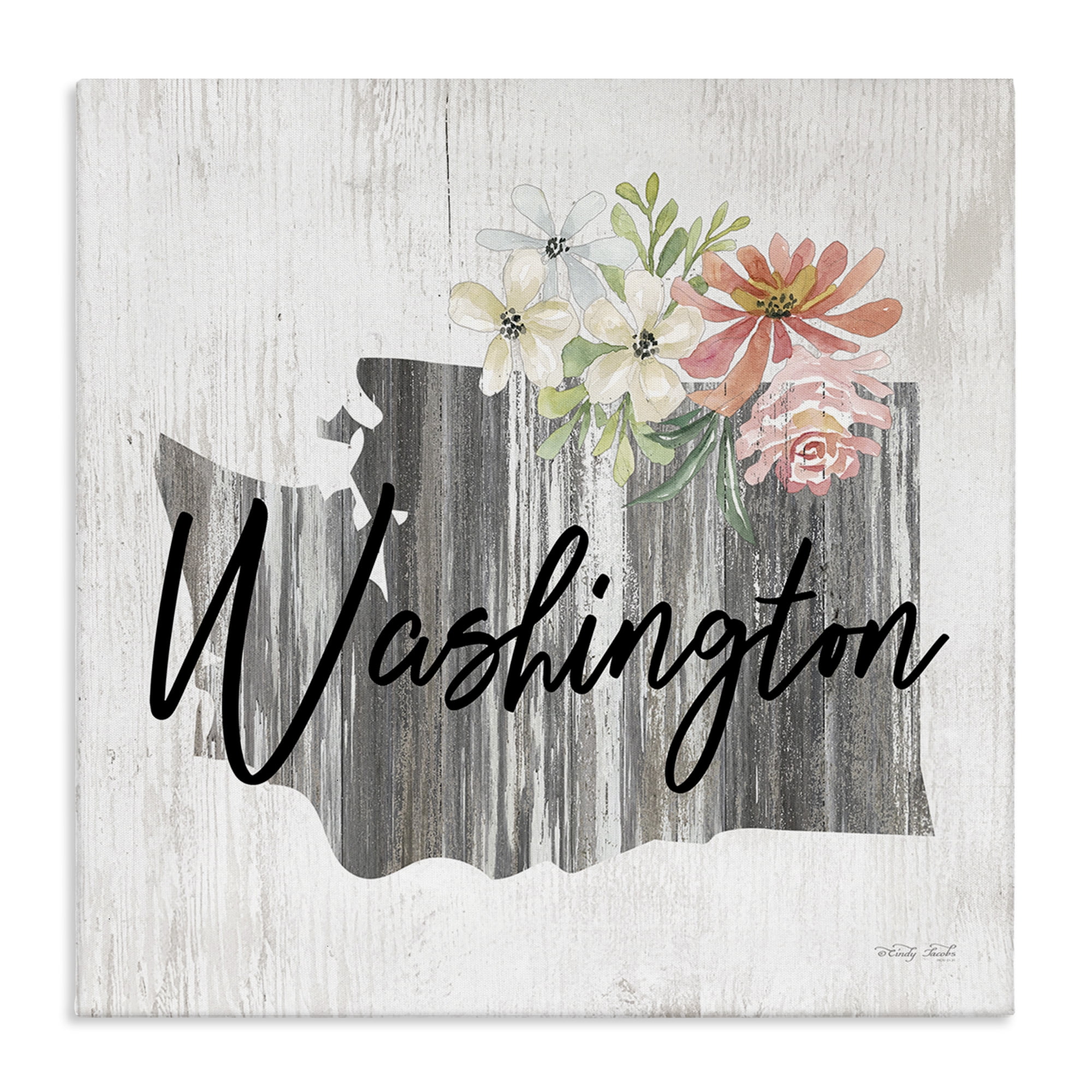 Stupell Industries Shabby Chic Washington Botanical & Floral Painting Gallery Wrapped Canvas Art Print Wall Art, 30 x 30