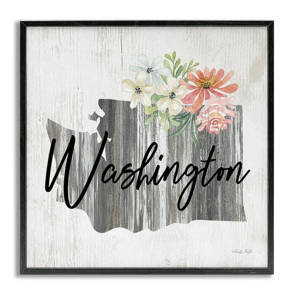 Stupell Industries Shabby Chic Washington Botanical & Floral Painting Gray Framed Art Print Wall Art, 12 x 12