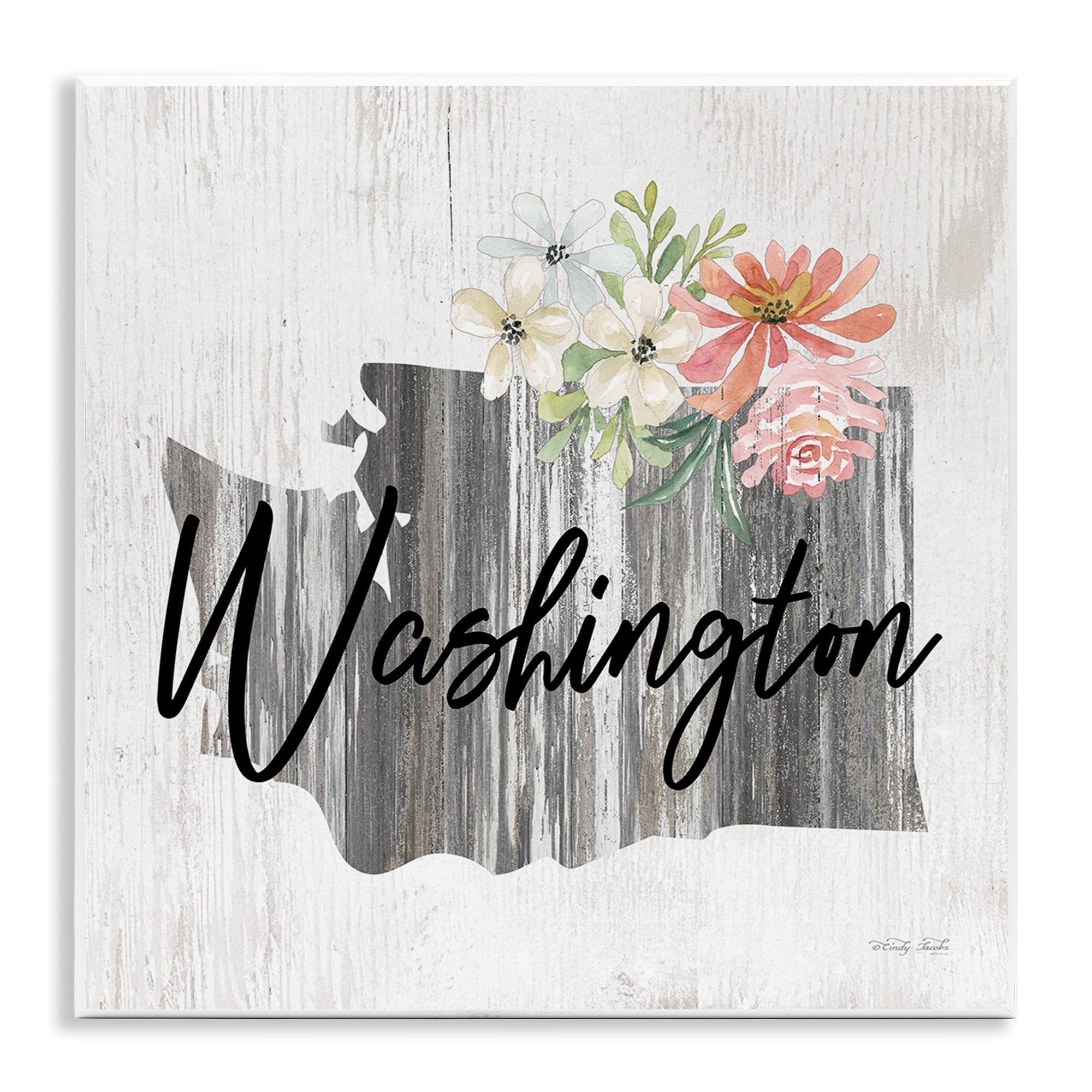 Stupell Industries Shabby Chic Washington Botanical & Floral Painting Unframed Art Print Wall Art, 12 x 12