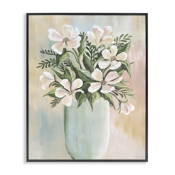 Stupell Industries Shabby Chic White Blossoms in Serene Vase Black Framed Giclee Art, 16 x 20, by Cindy Jacobs