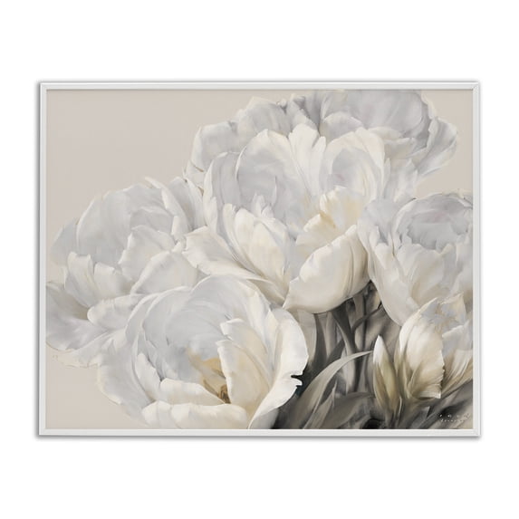 Stupell Industries Shabby Chic White Roses Sprouting White Framed Giclee Art, 30 x 24, by Igor Levashov