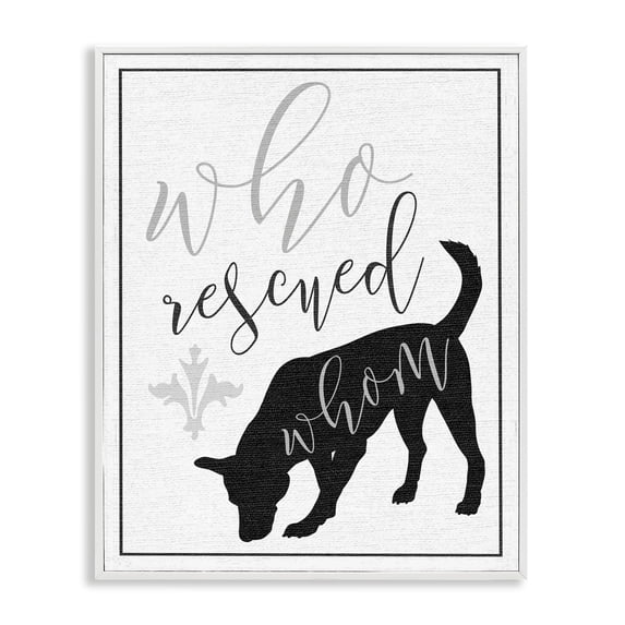Stupell Industries Shabby Chic Who Rescued Whom? Dog Typography White Framed Giclee Art, 16 x 20, by Lil' Rue