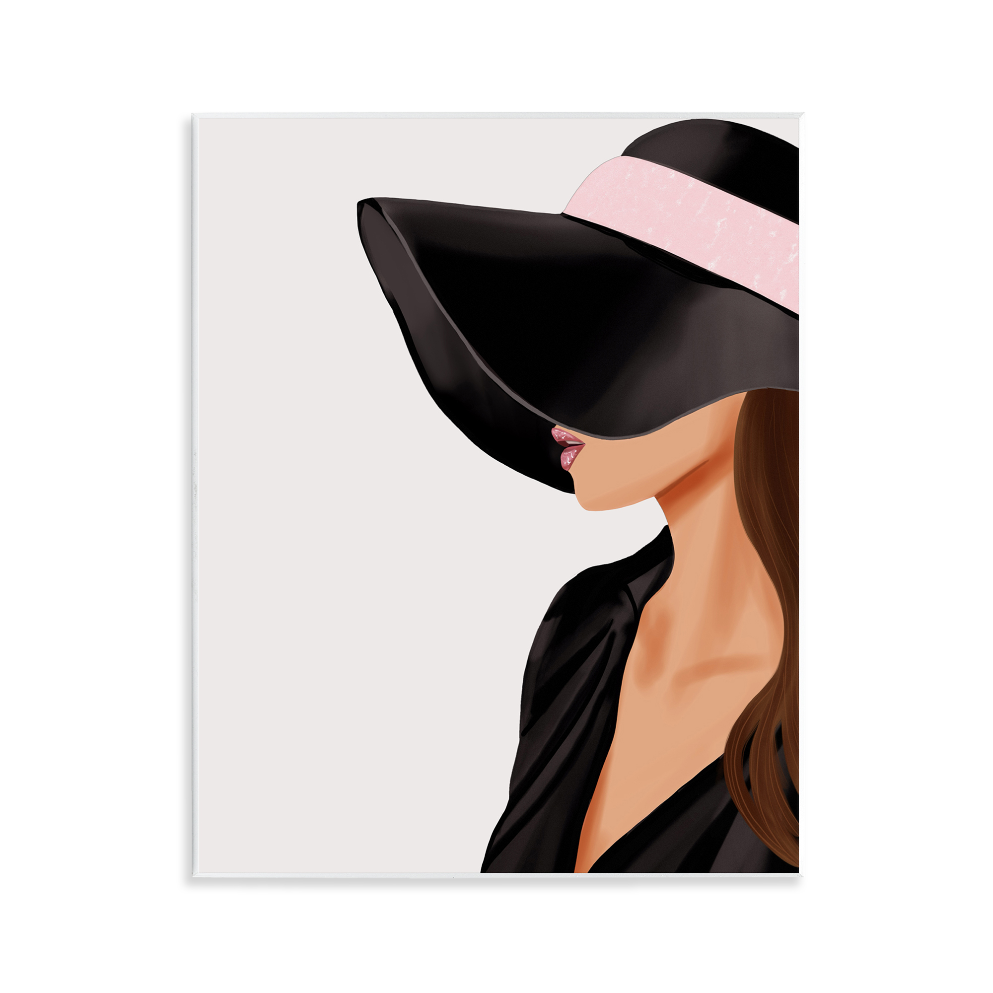Stupell Industries Shaded Woman Large Hat People Painting Unframed Art Print Wall Art, 11 x 14