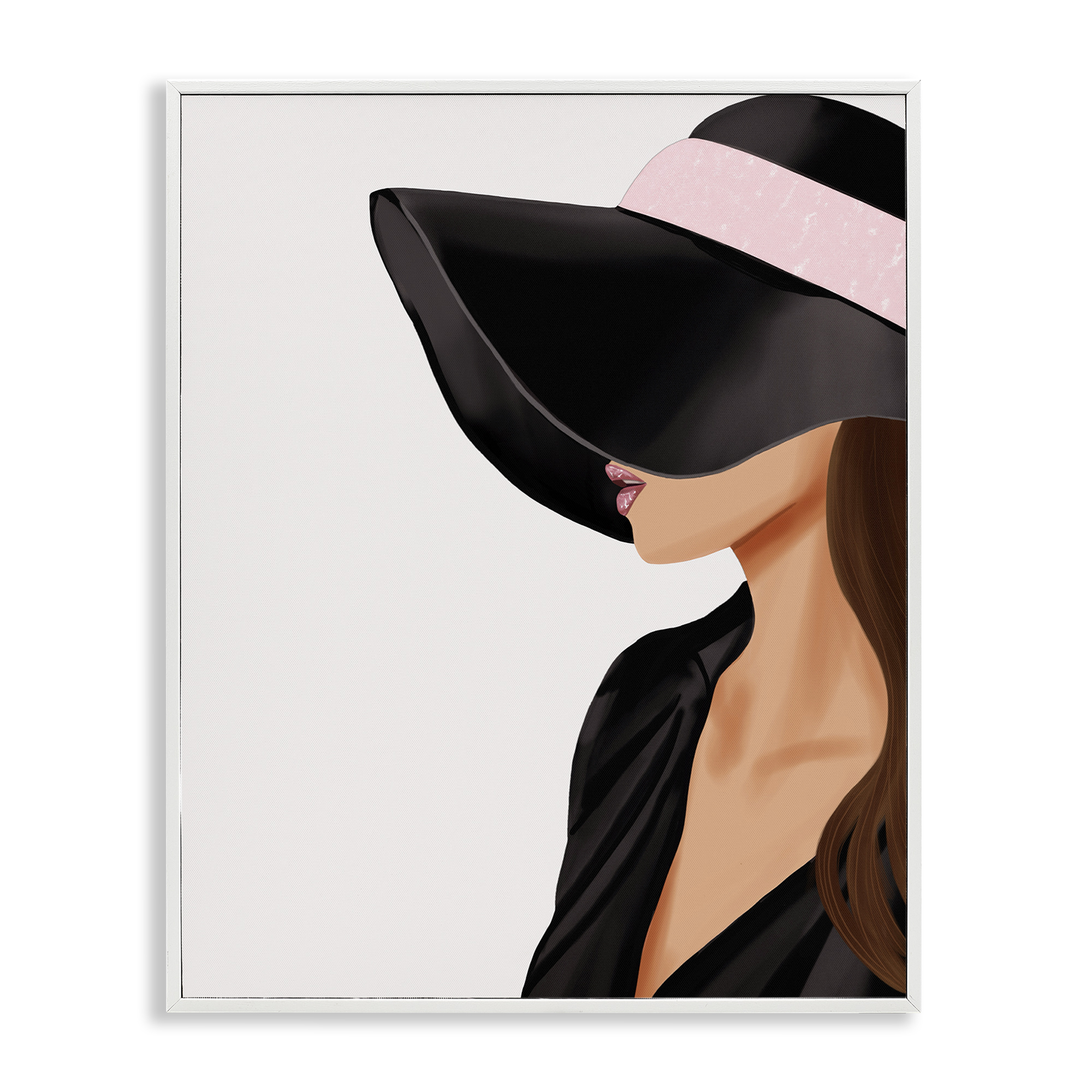 Stupell Industries Shaded Woman Large Hat People Painting White Framed Art Print Wall Art, 11 x 14