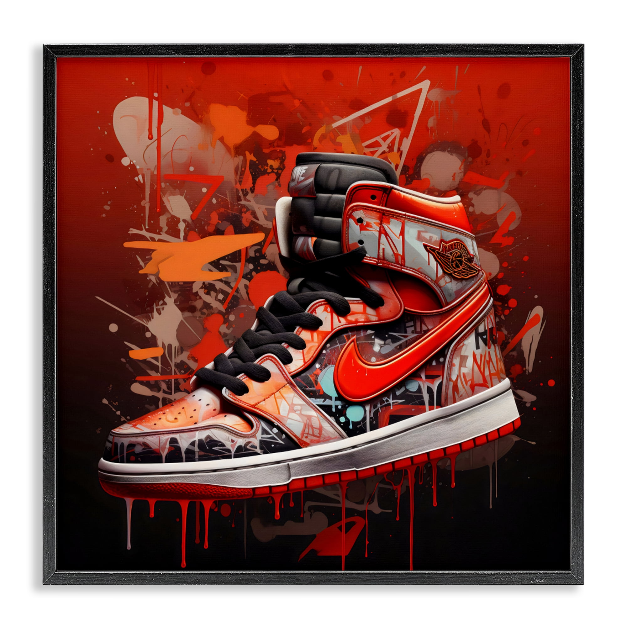 Stupell Industries Shades Of Red Sneaker Black Framed Giclee Art, design by Creative Studio