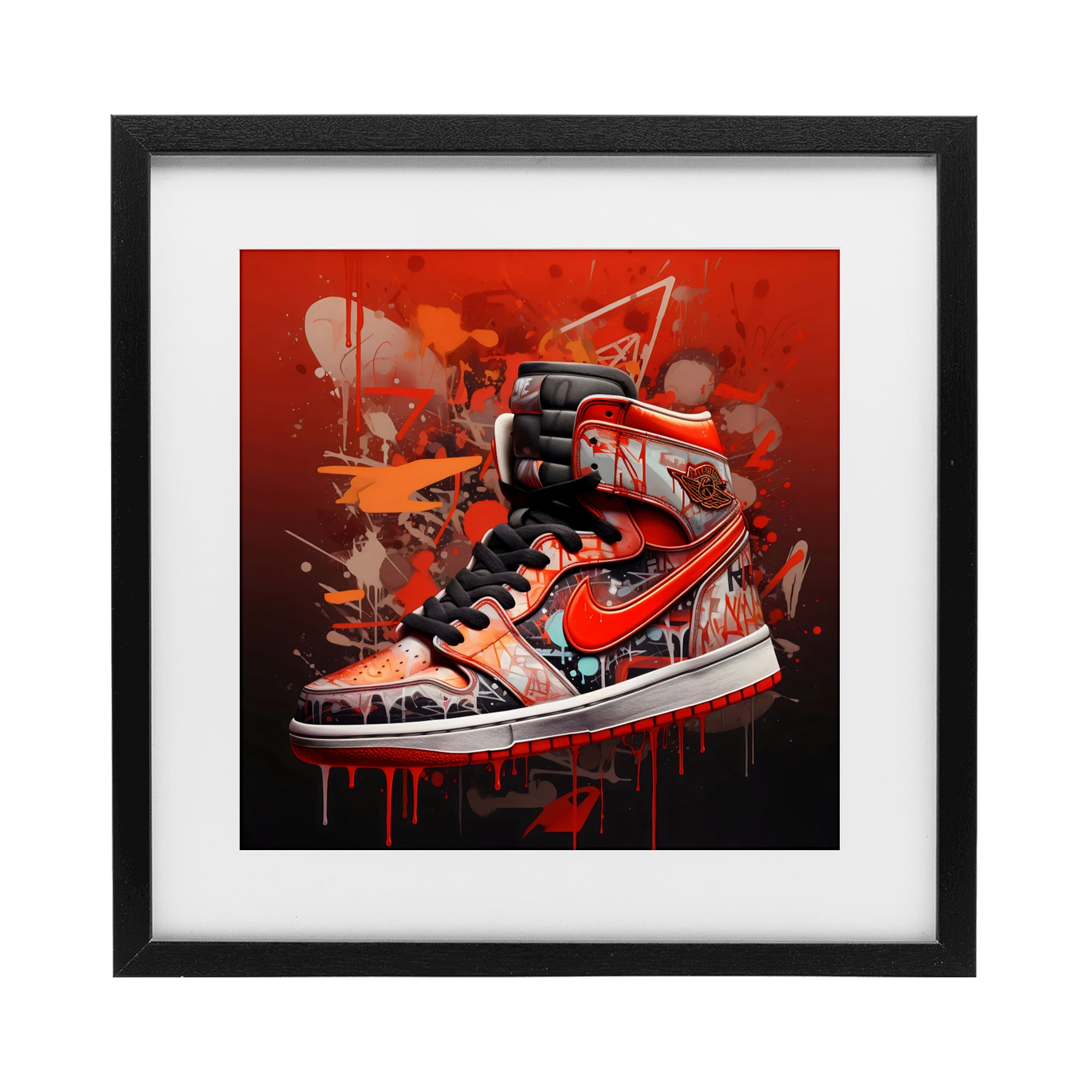 Stupell Industries Shades Of Red Sneaker Black Framed Print Under Glass, design by Creative Studio