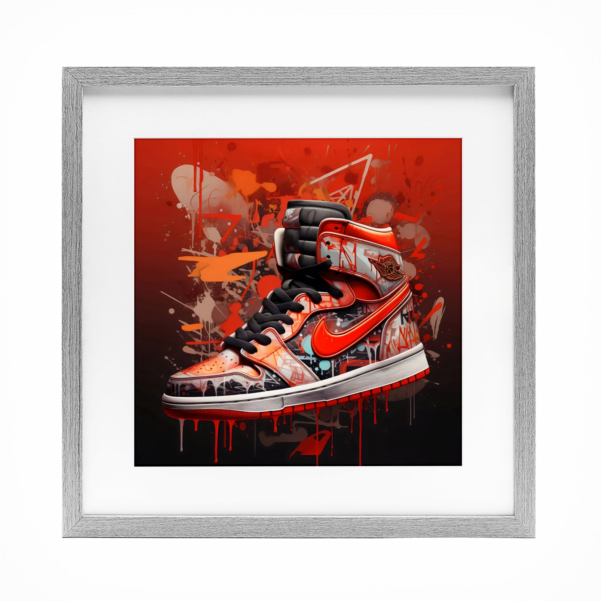 Stupell Industries Shades Of Red Sneaker Gray Framed Print Under Glass, design by Creative Studio