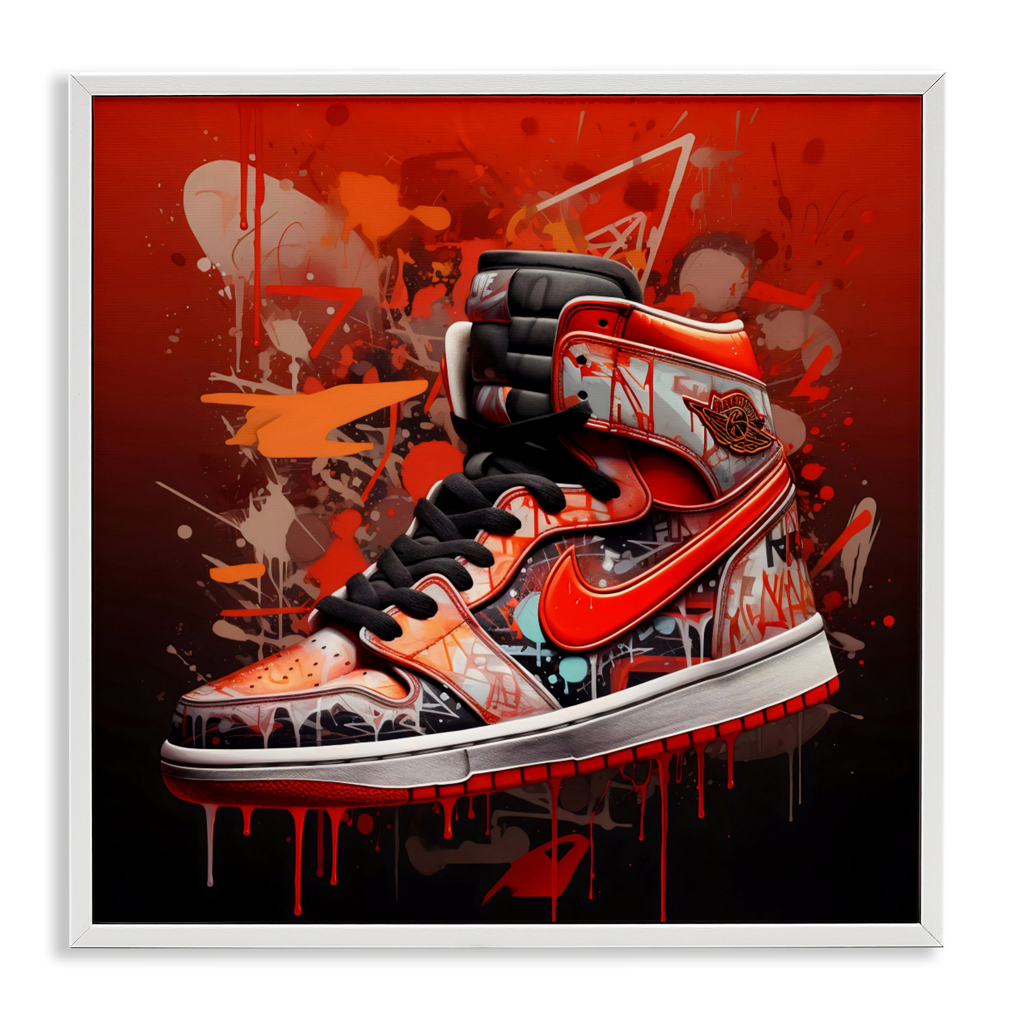 Stupell Industries Shades Of Red Sneaker White Framed Giclee Art, design by Creative Studio