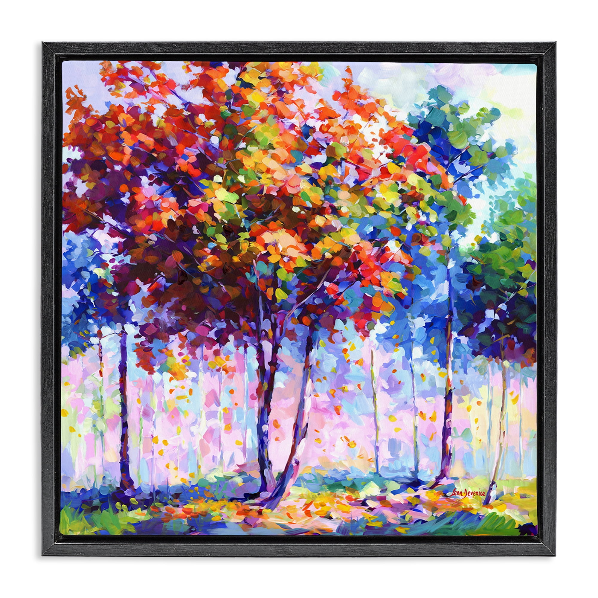 Stupell Industries Shades Of Solitude Landscape & Nature Painting Black Floater Framed Canvas Art Print Wall Art, 18 x 18