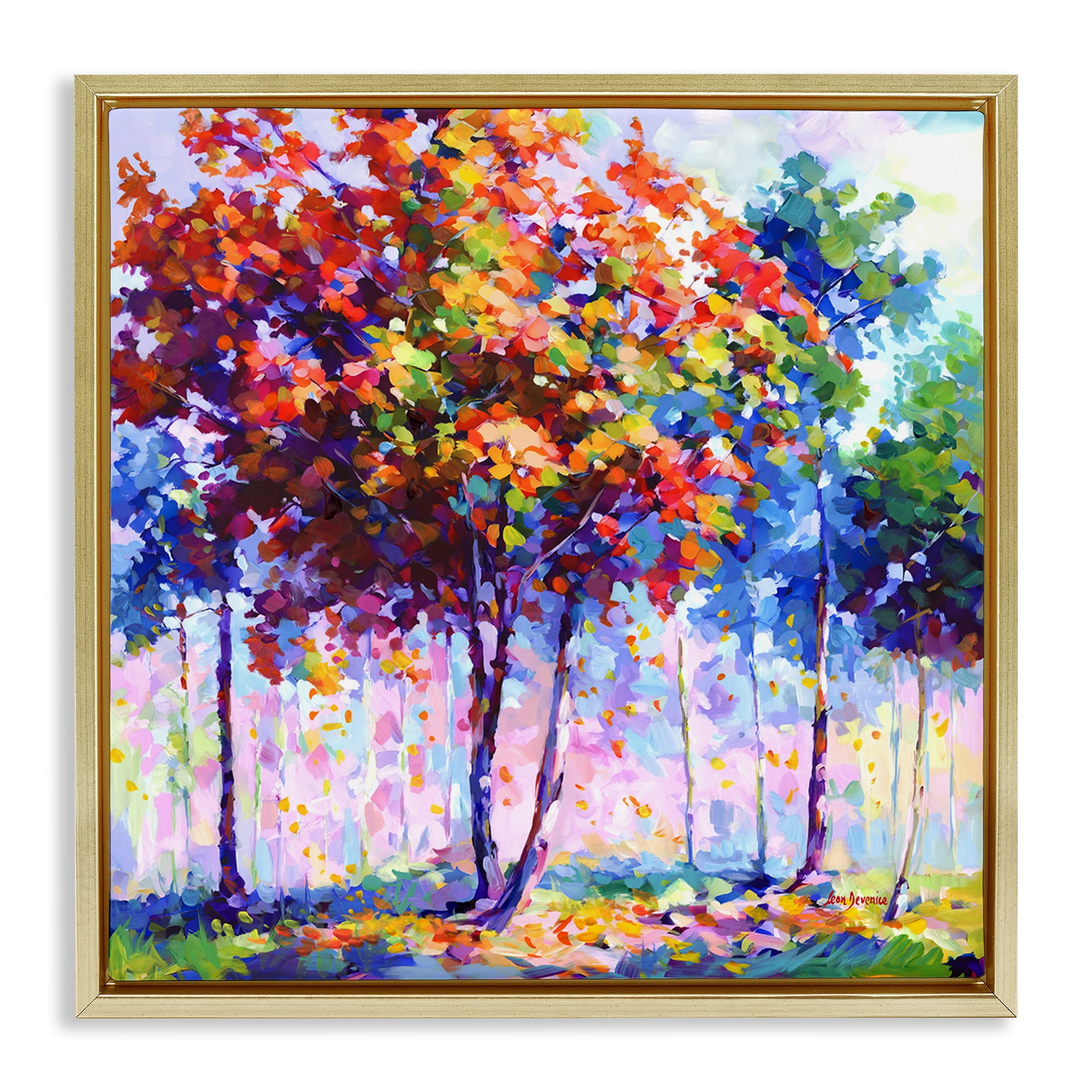 Stupell Industries Shades Of Solitude Landscape & Nature Painting Gold Floater Framed Canvas Art Print Wall Art, 18 x 18