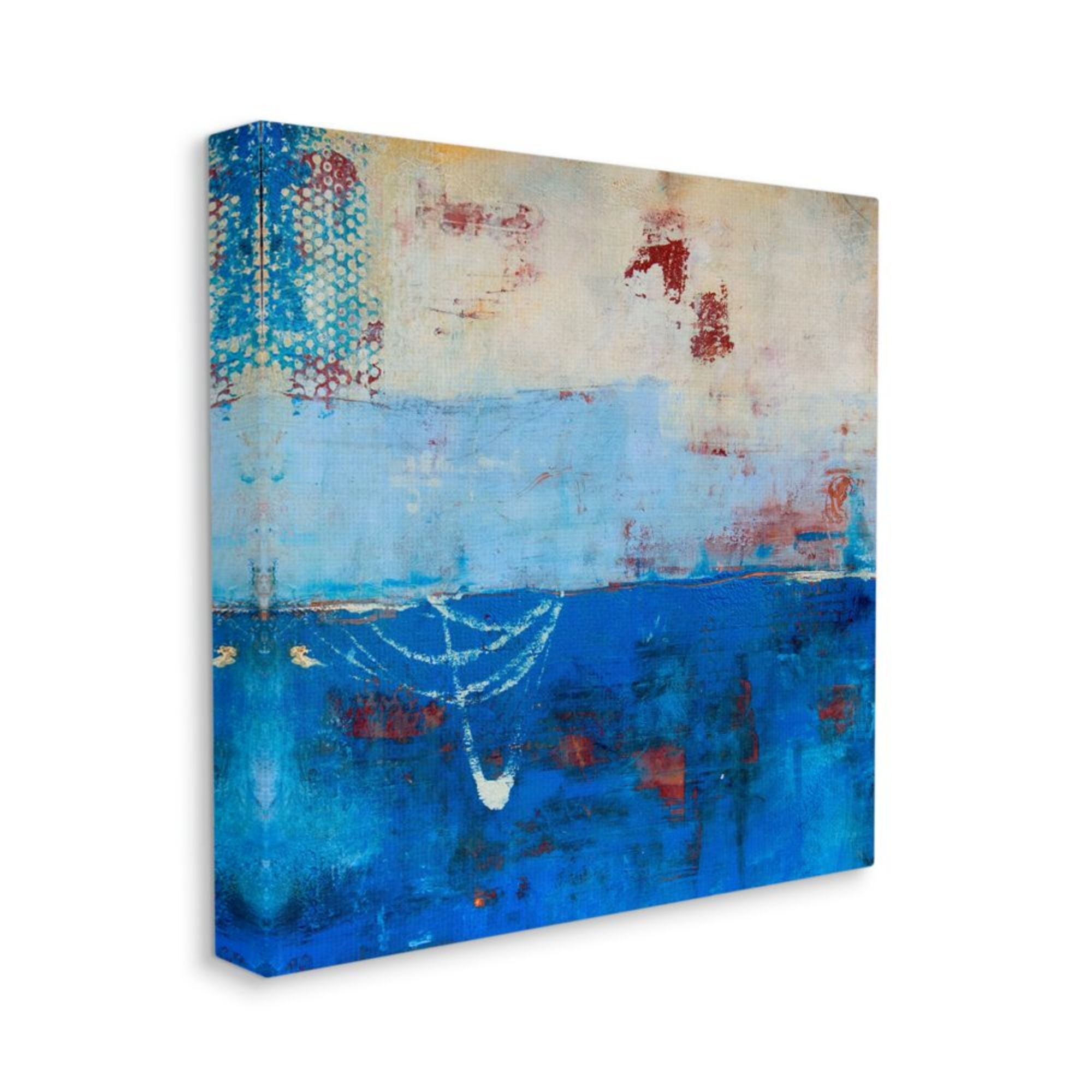 Stupell Industries Shades of Blue Color Block with Red Details Design by Erin Ashley, 36" x 36"