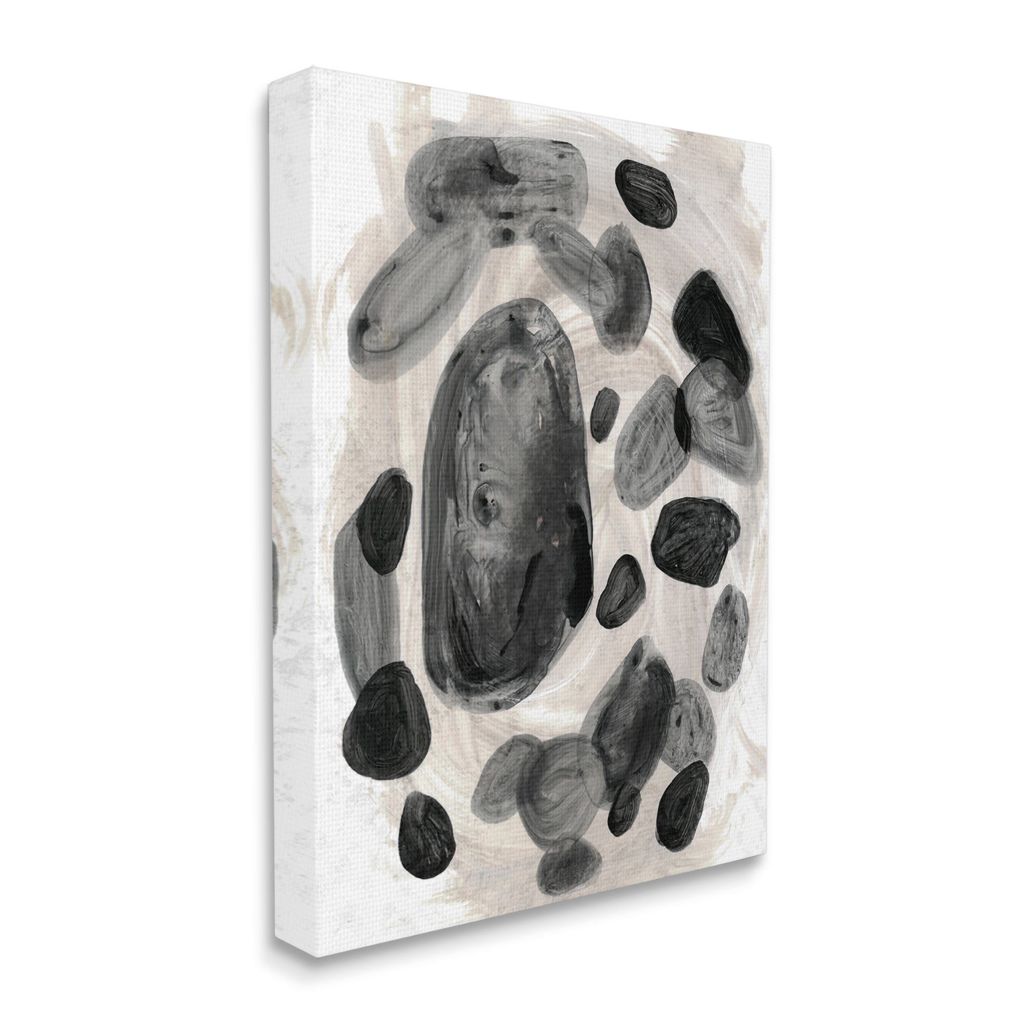 Stupell Industries Shades of Grey Abstract Organic Shapes Watercolor Canvas Wall Art by Daphne Polselli