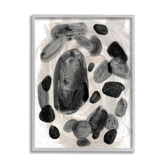 Stupell Industries Shades of Grey Abstract Organic Shapes Watercolor Gray Framed by Daphne Polselli