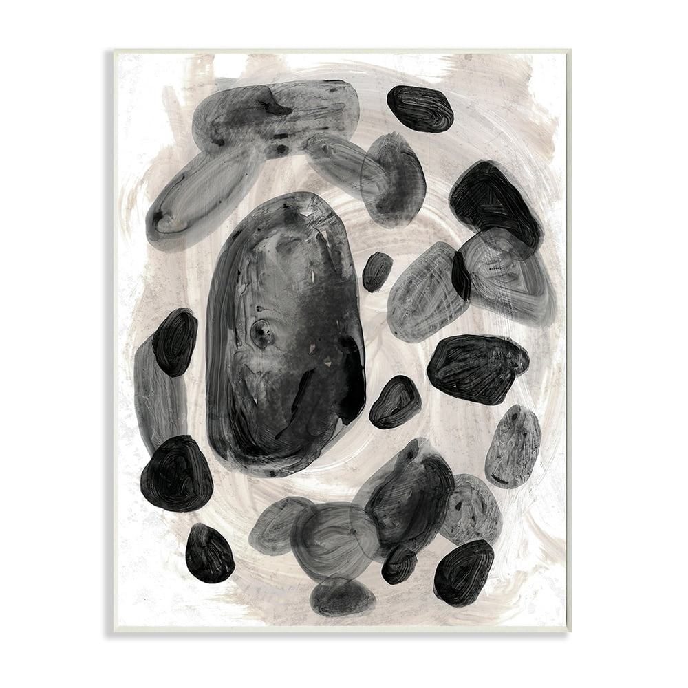 Stupell Industries Shades of Grey Abstract Organic Shapes Watercolor Wall Plaque by Daphne Polselli