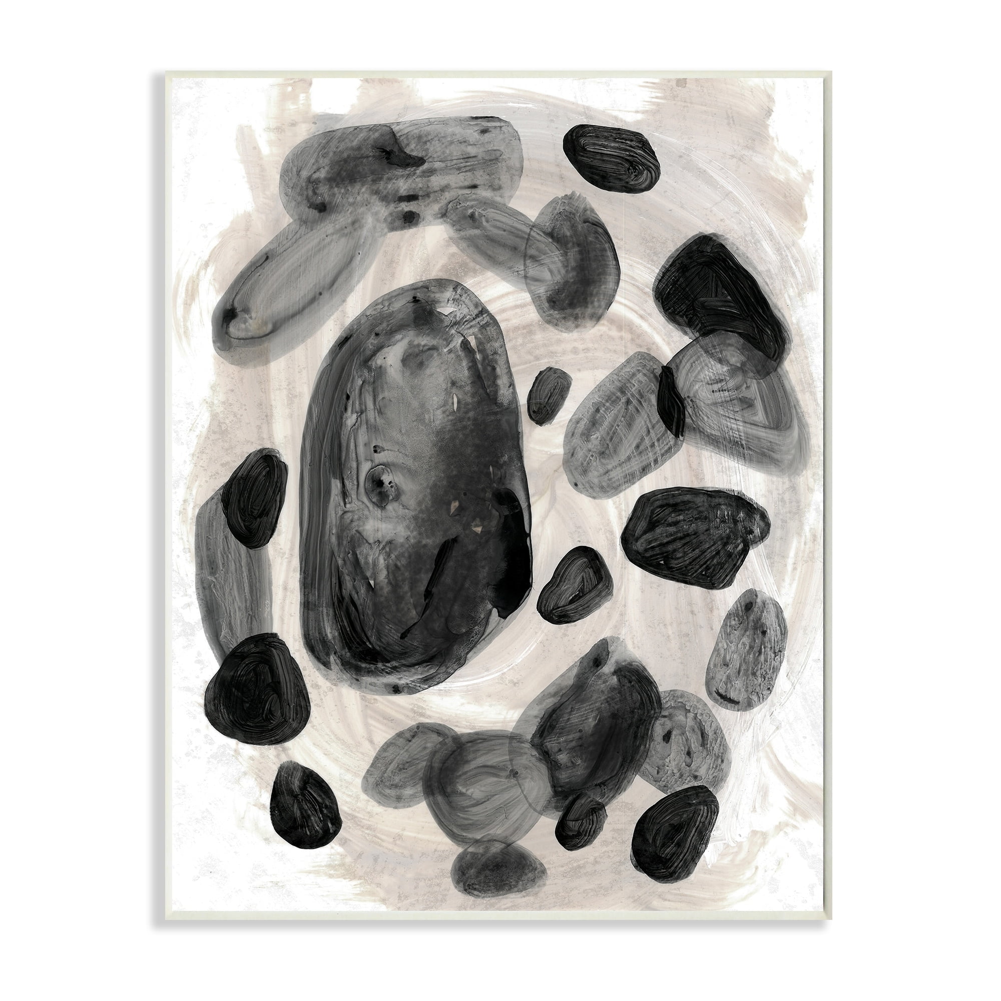 Stupell Industries Shades of Grey Abstract Organic Shapes Watercolor Wall Plaque by Daphne Polselli