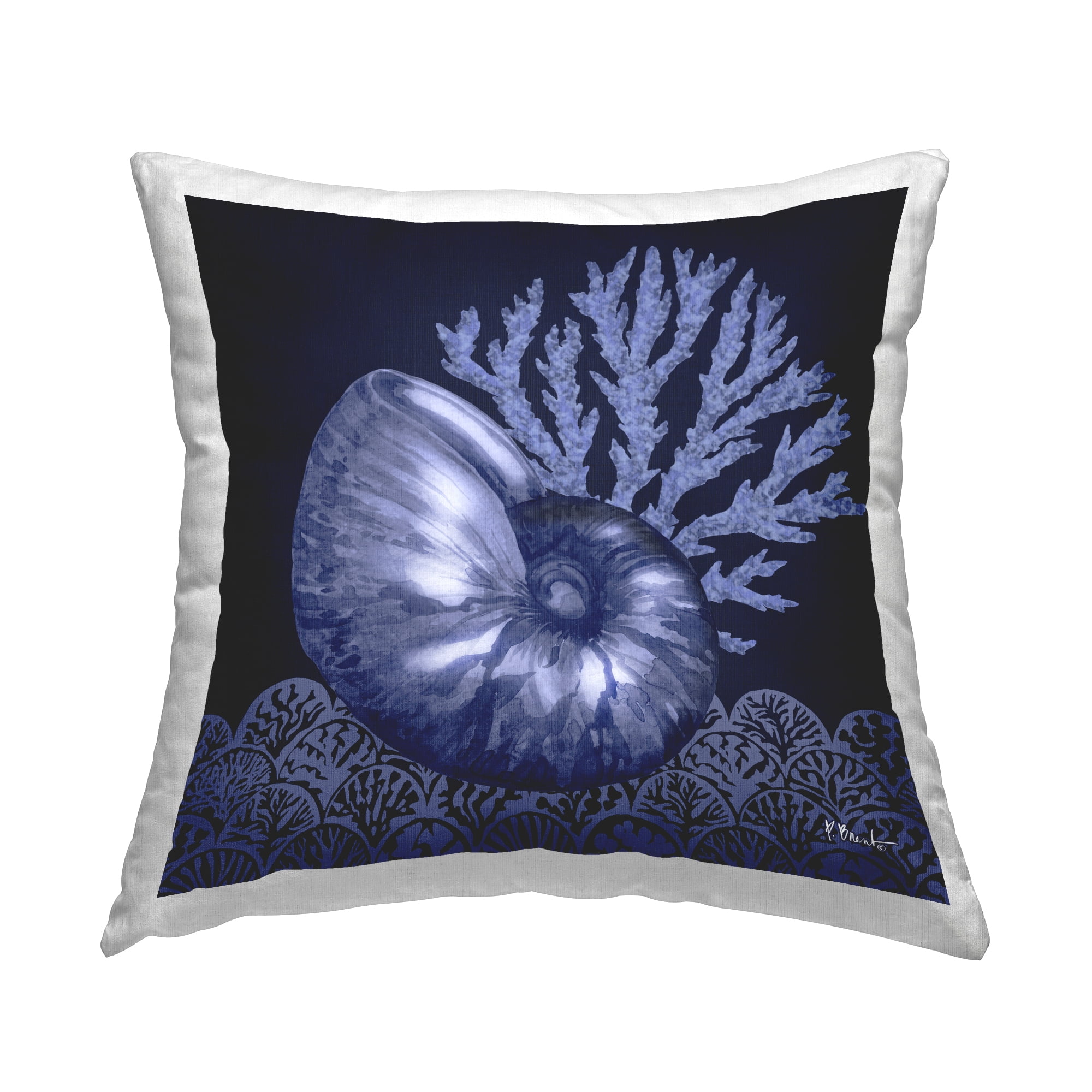 Stupell Industries Shadow Nautilus Shell Decorative Printed Throw Pillow Design by Paul Brent.
