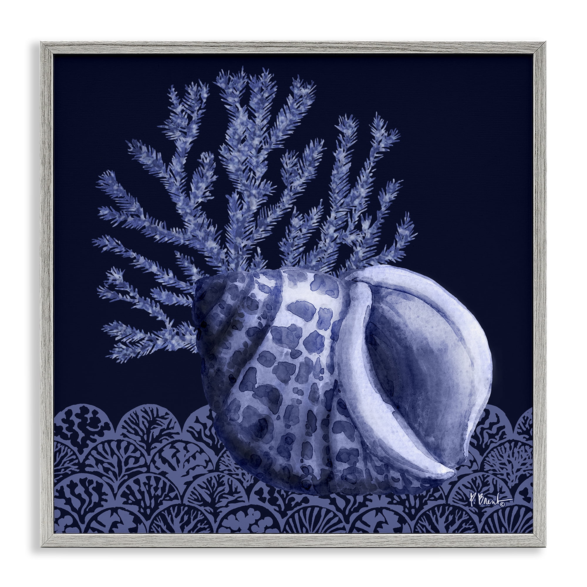 Stupell Industries Shadow Shell Patterned Nautical & Beach Painting ...