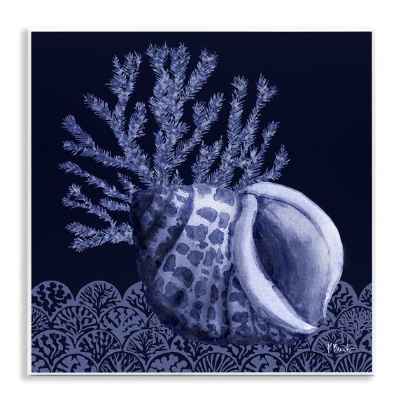 Stupell Industries Shadow Shell Patterned Nautical & Beach Painting Unframed Art Print Wall Art, 12 x 12