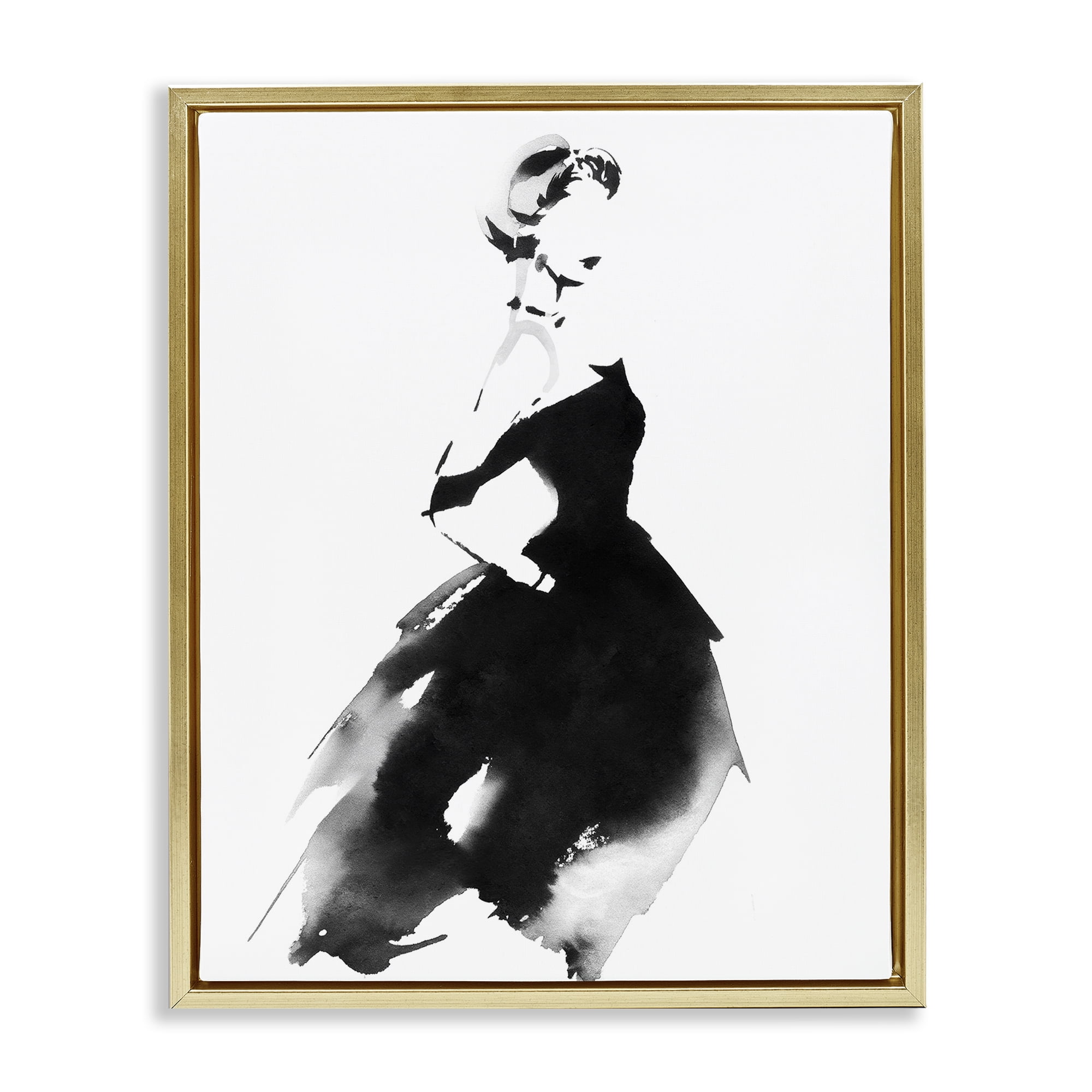 Stupell Industries Shadow Waltz Silhouette Gold Framed Floater Canvas Wall Art, design by Svetlana Aleynikova
