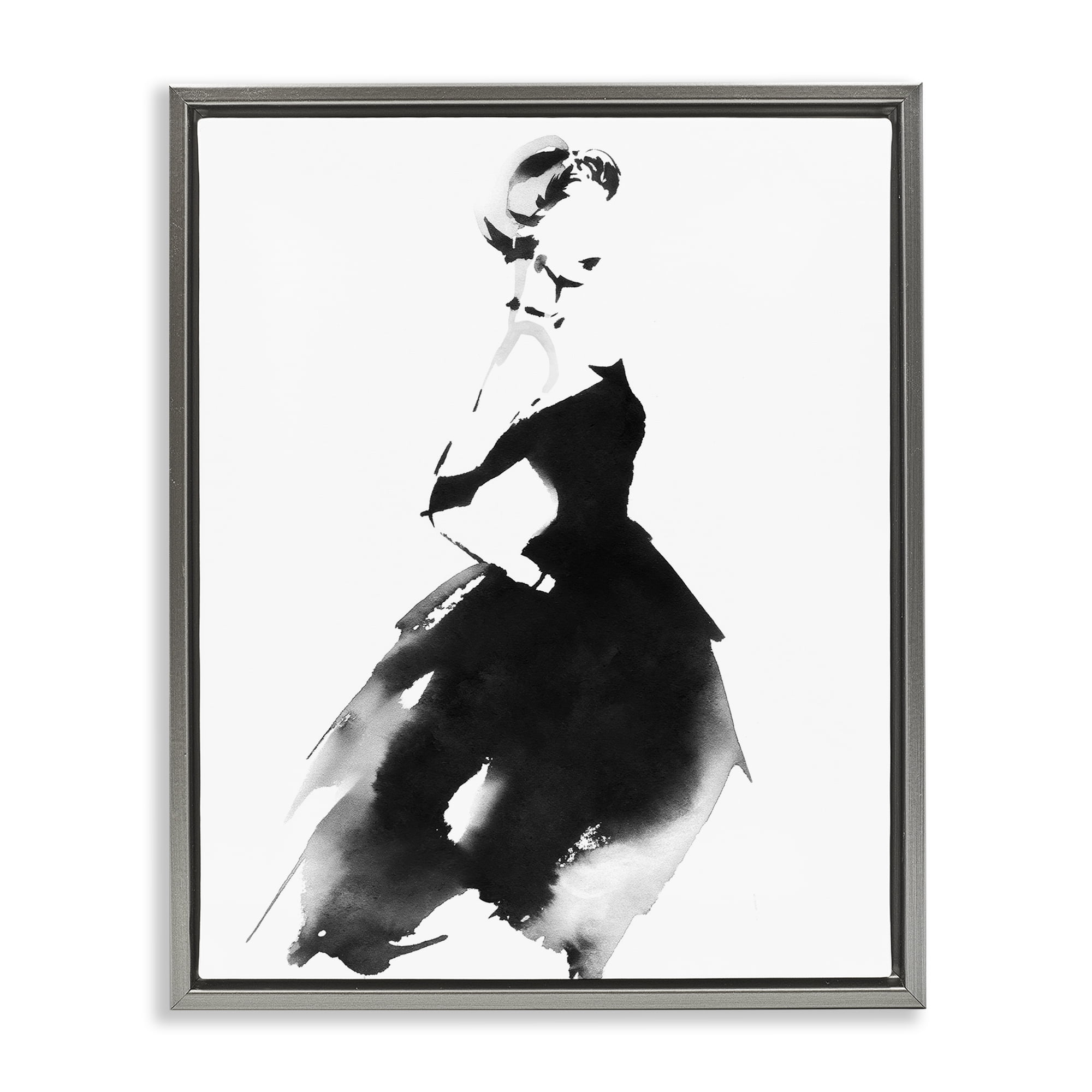 Stupell Industries Shadow Waltz Silhouette Gray Framed Floater Canvas Wall Art, design by Svetlana Aleynikova