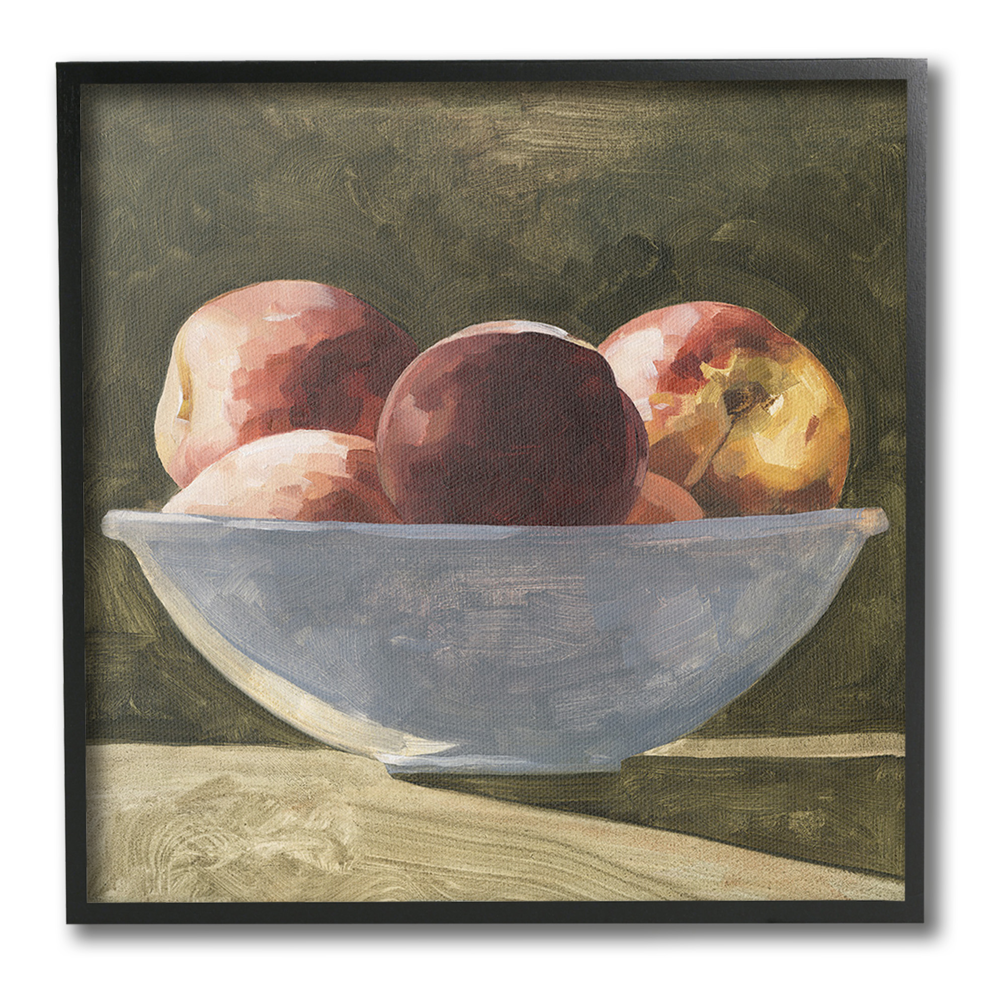 Stupell Industries Shadowed Apples Still Life Food & Beverage Painting Black Framed Art Print Wall Art, 24 x 24
