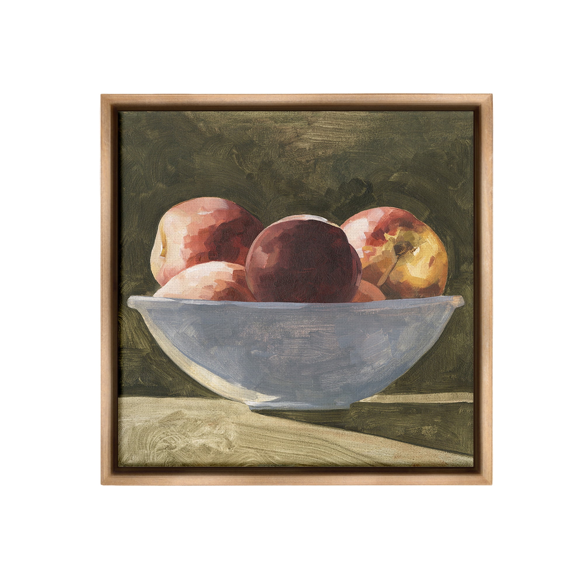 Stupell Industries Shadowed Apples Still Life Food & Beverage Painting Brown Floater Framed Canvas Art Print Wall Art, 18 x 18