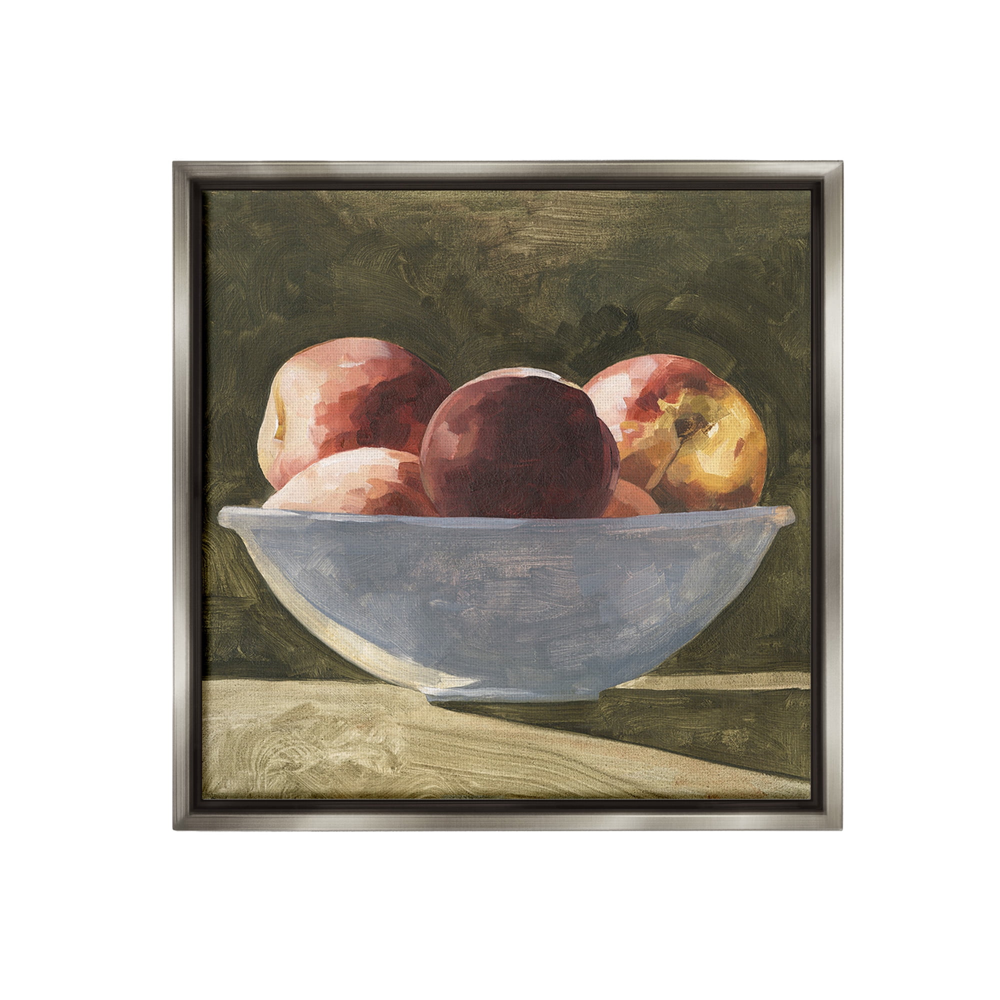 Stupell Industries Shadowed Apples Still Life Food & Beverage Painting Gray Floater Framed Canvas Art Print Wall Art, 25 x 25