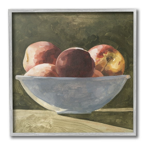 Stupell Industries Shadowed Apples Still Life Food & Beverage Painting Gray Framed Art Print Wall Art, 17 x 17