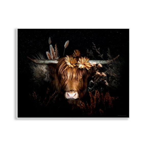 Stupell Industries Shadowed Cattle & Botanicals Animals Painting Unframed Art Print Wall Art, 14 x 11